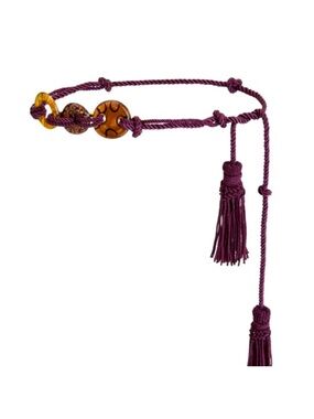 Zara Limited Edition Plum Glass Rope Tassel Belt with Amber Accents